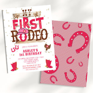 Invitation Fête d'anniversaire 1 an Cowgirl Far West Rose