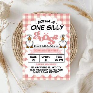 Invitation Fête d'anniversaire 1 an d'une fille drôle et mign