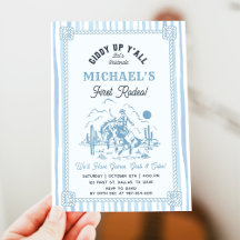 Fête d'anniversaire 1ère année Cowboy Bleu Vintage