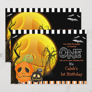 Invitation Fête d'anniversaire 1ère citrouilles Halloween cla
