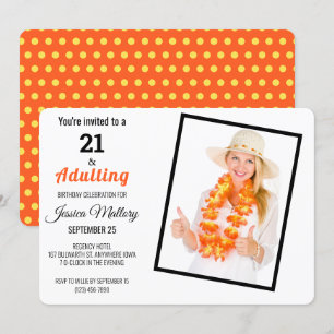Invitation Fête d'anniversaire 21 ans Coral 21 & Devenir adul
