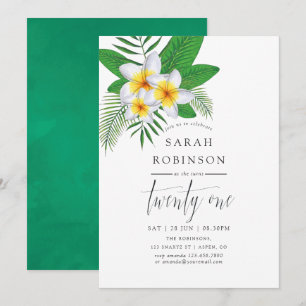 Invitation Fête d'anniversaire 21 ans Luau exotique à l'aquar