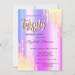 Invitation Fête d'anniversaire 21 ans Modern Glitter Ombre Dr