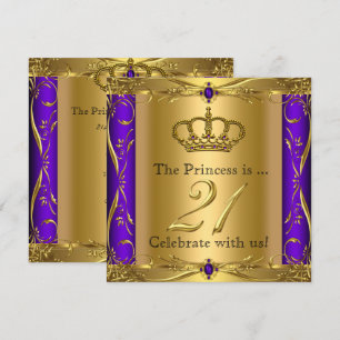 Invitation Fête d'anniversaire 21 ans Princesse Royale Violet