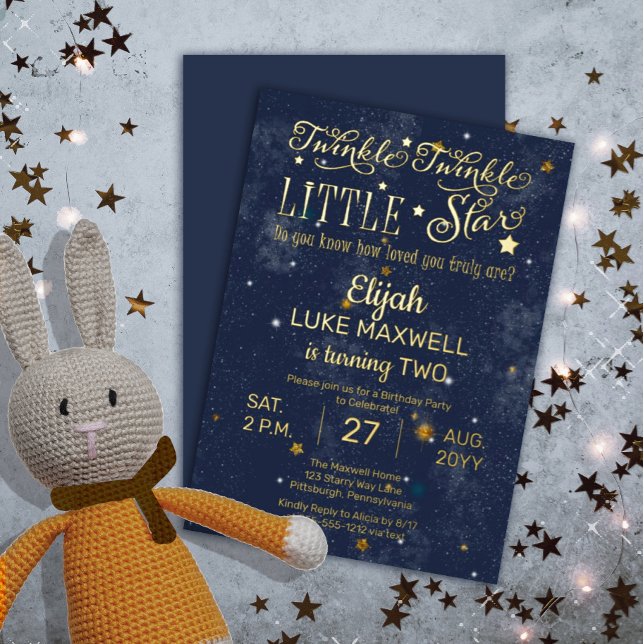 Invitation Fête d'anniversaire 2 ans de Twinkle Twinkle Littl (Créateur téléchargé)