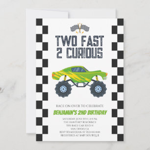 Invitation Fête d'anniversaire 2 ans du camion monstre vert