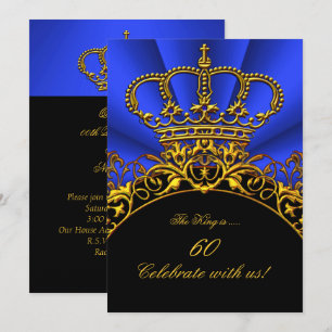 Invitation Fête d'anniversaire 2 Roi Régale Reine Or Royal Bl