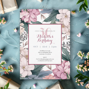 Invitation Fête d'anniversaire 30 ans au jardin floral aquare