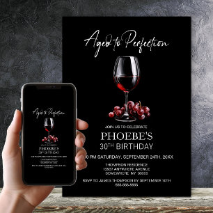 Invitation Fête d'anniversaire 30 ans au vin rouge vieilli à