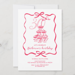 Invitation Fête d'anniversaire 30 ans avec cocktail de champa