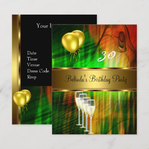Invitation Fête d'anniversaire 30 ans Ballons Vert