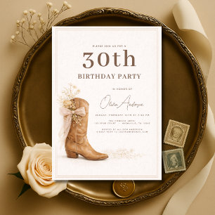 Invitation fête d'anniversaire 30 ans Cowgirl Flor