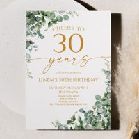 Fête d'anniversaire 30 ans Green Eucalyptus Gold