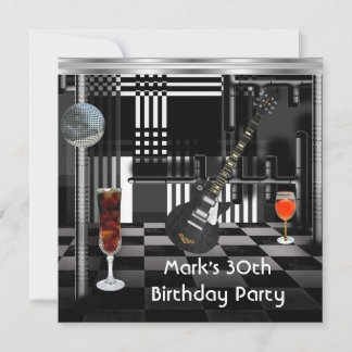 Invitation Fête d'anniversaire 30 ans Hommes Guitare Boissons