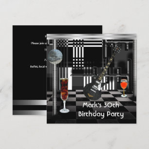Invitation Fête d'anniversaire 30 ans Hommes Guitare Boissons