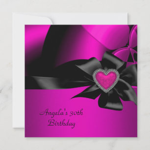 Invitation Fête d'anniversaire 30 ans Hot Pink Argent Abstrai