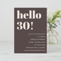 Fête d'anniversaire 30 ans Marron Simple Moderne G