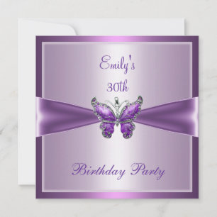 Invitation Fête d'anniversaire 30 ans Papillon Mauve Pourpre