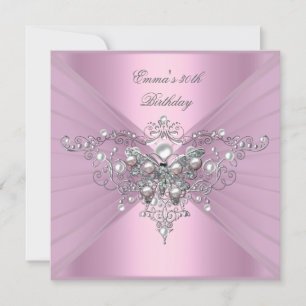 Invitation Fête d'anniversaire 30 ans Papillon Perle Rose