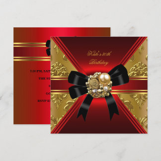 Invitation Fête d'anniversaire 30 ans Rouge Or Riche Royal No