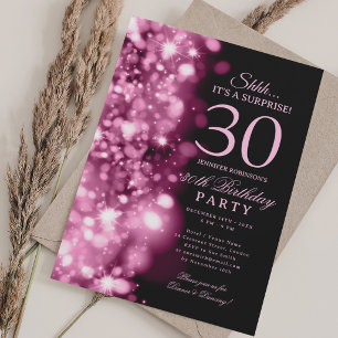 Invitation Fête d'anniversaire 30 ans surprise rose poudrée G