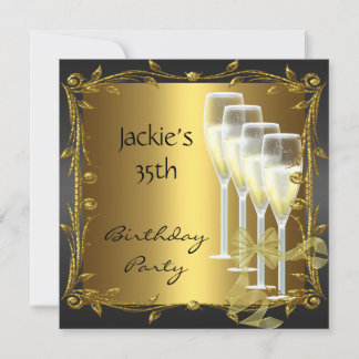 Invitation Fête d'anniversaire 35 ans Élégant Noir
