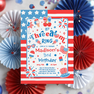 Invitation Fête d'anniversaire 3 ans 4 juillet Laissez la lib