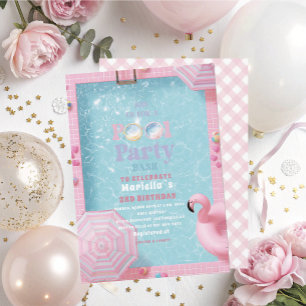 Invitation Fête d'anniversaire 3 ans fille élégante aquarelle