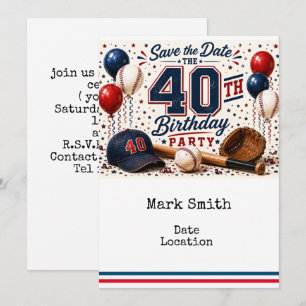 Invitation Fête d'anniversaire 40 ans de baseball