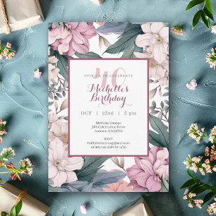 Invitation Fête d'anniversaire 40 ans Garden Floral Watercolo
