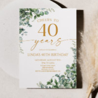 Fête d'anniversaire 40 ans Green Eucalyptus Gold