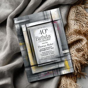 Invitation Fête d'anniversaire 40 ans Gris Moderne