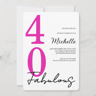Invitation Fête d'anniversaire 40 ans moderne et fabuleuse