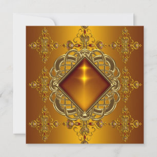 Invitation Fête d'anniversaire 40 ans Rich Amber Gold Jewel