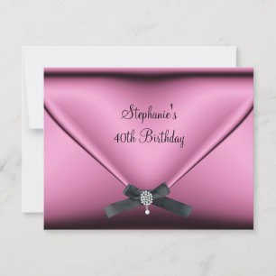 Invitation Fête d'anniversaire 40 ans Soie rose diamant bijou