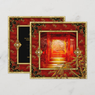 Invitation Fête d'anniversaire 40 ans Vue asiatique Bambou do