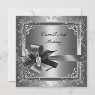 Invitation Fête d'anniversaire 40e Silver Black Grey