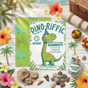 Invitation Fête d'anniversaire 4 ans de dinosaure, Dino-Riffi