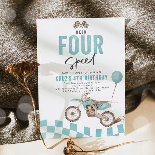 Invitation Fête d'anniversaire 4 ans garçon moto cross Need F