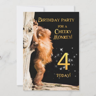 Invitation fête d'anniversaire 4, avec orangoutan