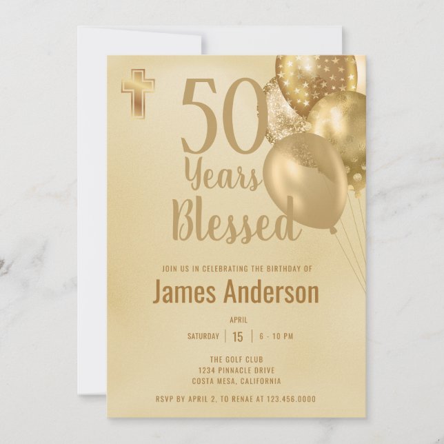 Invitation Fête d'anniversaire 50 ans  (Devant)