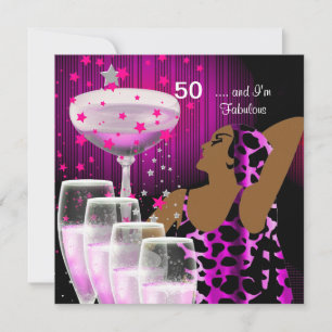 Invitation Fête d'anniversaire 50 ans Rétro Diva Fabuleux Ros