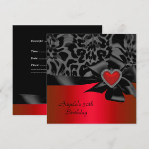 Invitation Fête d'anniversaire 50 ans Rouge Argent Sauvage No