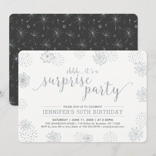 Invitation Fête d'anniversaire 50 ans surprise moderne | Arge (Devant / Derrière)