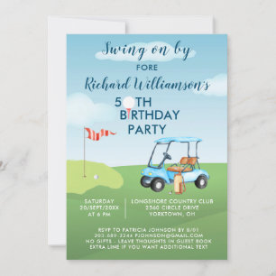 Invitation Fête d'anniversaire 50 ans thème golf hommes  