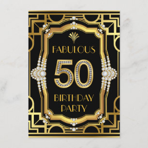 Invitation Fête d'anniversaire 50 fabuleuse d'art déco