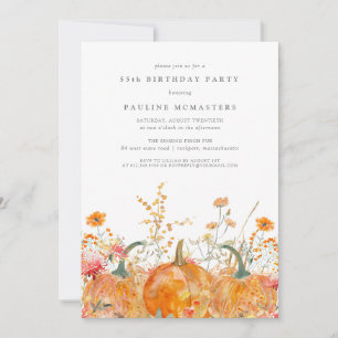 Invitation Fête d'anniversaire 55 ans de citrouille de fleur