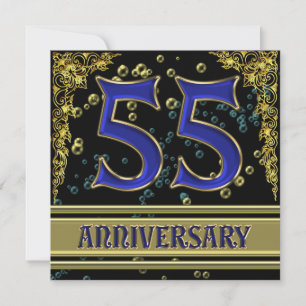 Invitation Fête d'anniversaire 55 ans noir et or