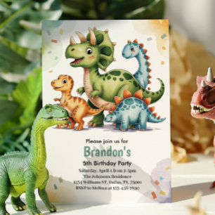 Invitation Fête d'anniversaire 5 ans dinosaure pour enfants m