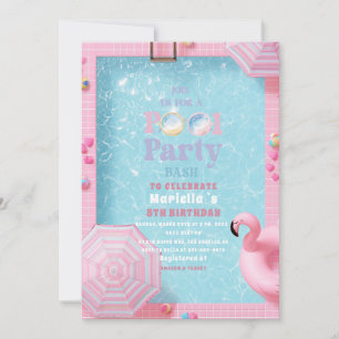 Invitation Fête d'anniversaire 5 ans fille élégante aquarelle
